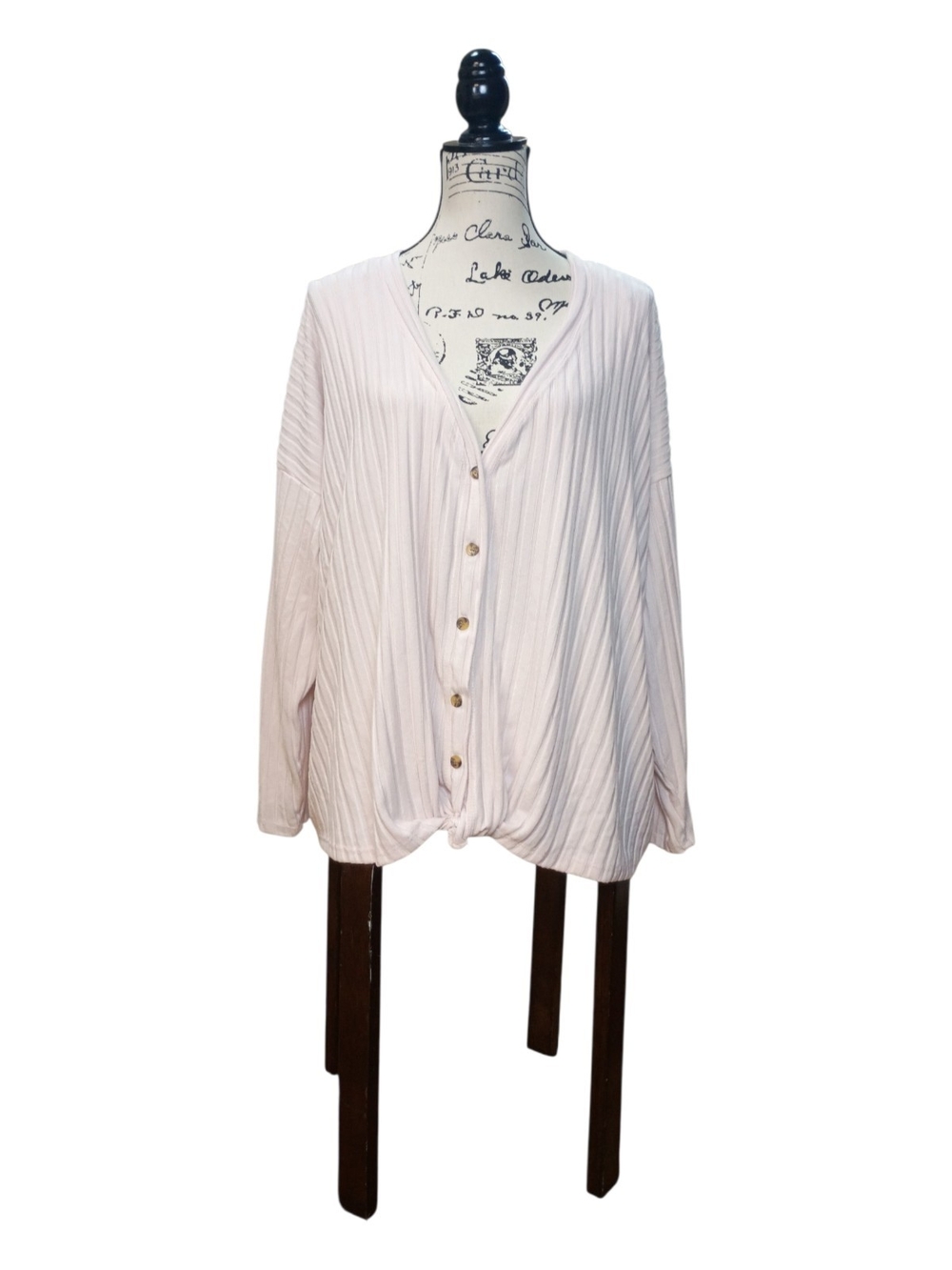 #1219 Hippie Rose Hush Pink Ribbed Button Cardigan